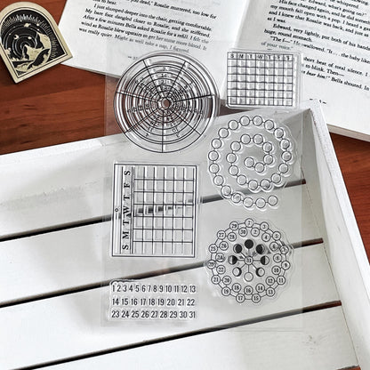 Circular Habit Tracker Clear Stamp | Calendar Weekly Plan Transparent Rubber Stamps | Bullet Journal Planner Accessories