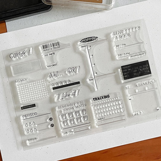 Daily Record Clear Stamp | Shopping Reading Water Gratitude Transparent Rubber Stamps |  Planner Accessories Journaling Supplies