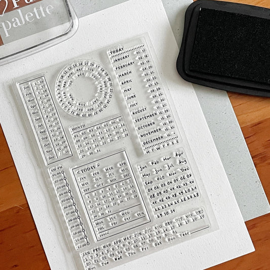 Monthly Plan Clear Stamp | Calendar Date Months Timeline Transparent Rubber Stamps | Bullet Journal Planner Accessories
