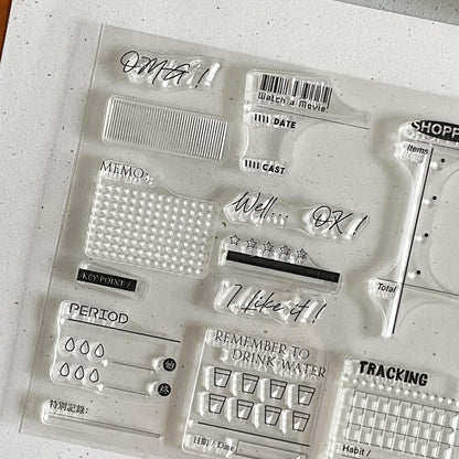 Daily Record Clear Stamp | Shopping Reading Water Gratitude Transparent Rubber Stamps |  Planner Accessories Journaling Supplies
