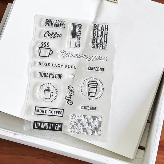 Coffee Lover Clear Stamp | Coffee Beans Cup Quote Transparent Rubber Stamps | Bullet Journal Planner Accessories Card Making