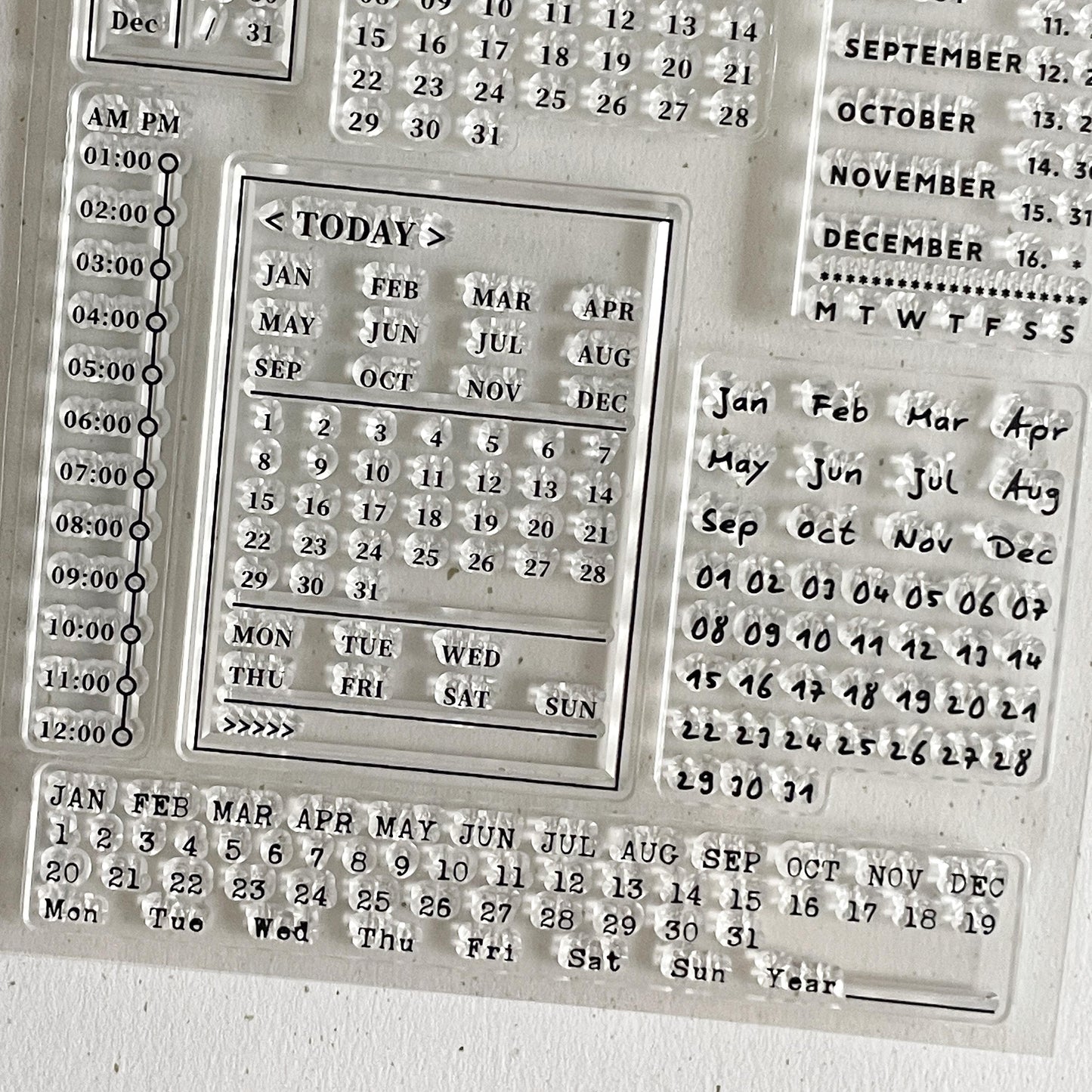 Monthly Plan Clear Stamp | Calendar Date Months Timeline Transparent Rubber Stamps | Bullet Journal Planner Accessories