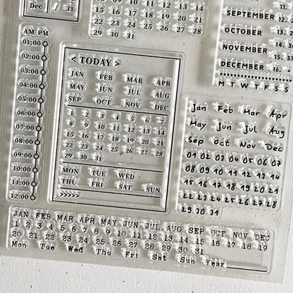 Monthly Plan Clear Stamp | Calendar Date Months Timeline Transparent Rubber Stamps | Bullet Journal Planner Accessories