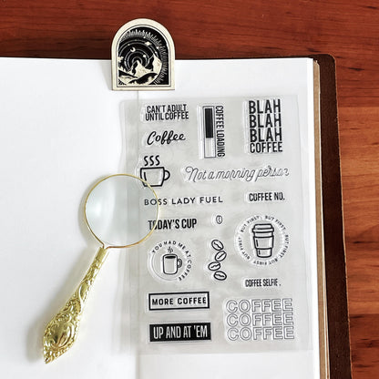 Coffee Lover Clear Stamp | Coffee Beans Cup Quote Transparent Rubber Stamps | Bullet Journal Planner Accessories Card Making