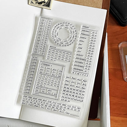 Monthly Plan Clear Stamp | Calendar Date Months Timeline Transparent Rubber Stamps | Bullet Journal Planner Accessories