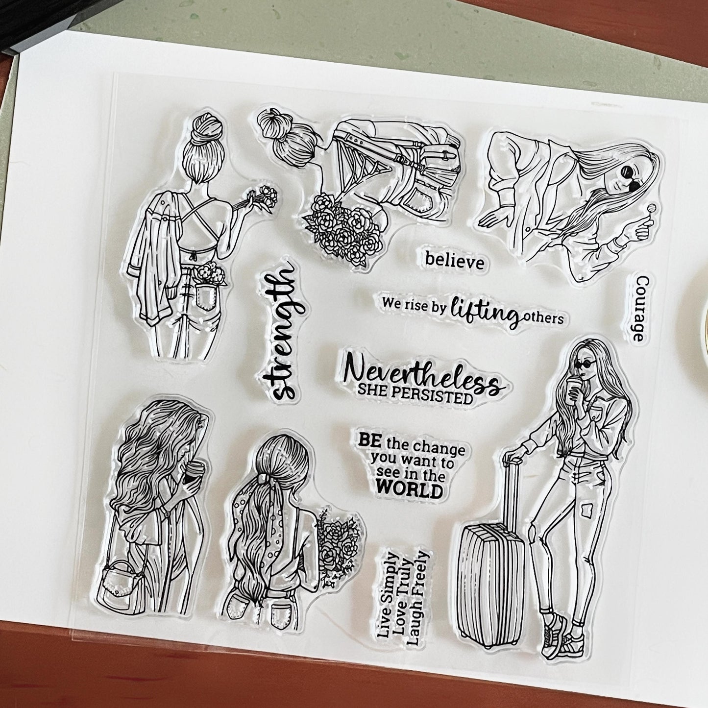 Independent Girl Clear Stamp | Travel Fashion Transparent Rubber Stamps | Bullet Journal Planner Accessories Craft Scrapbooking Supplies