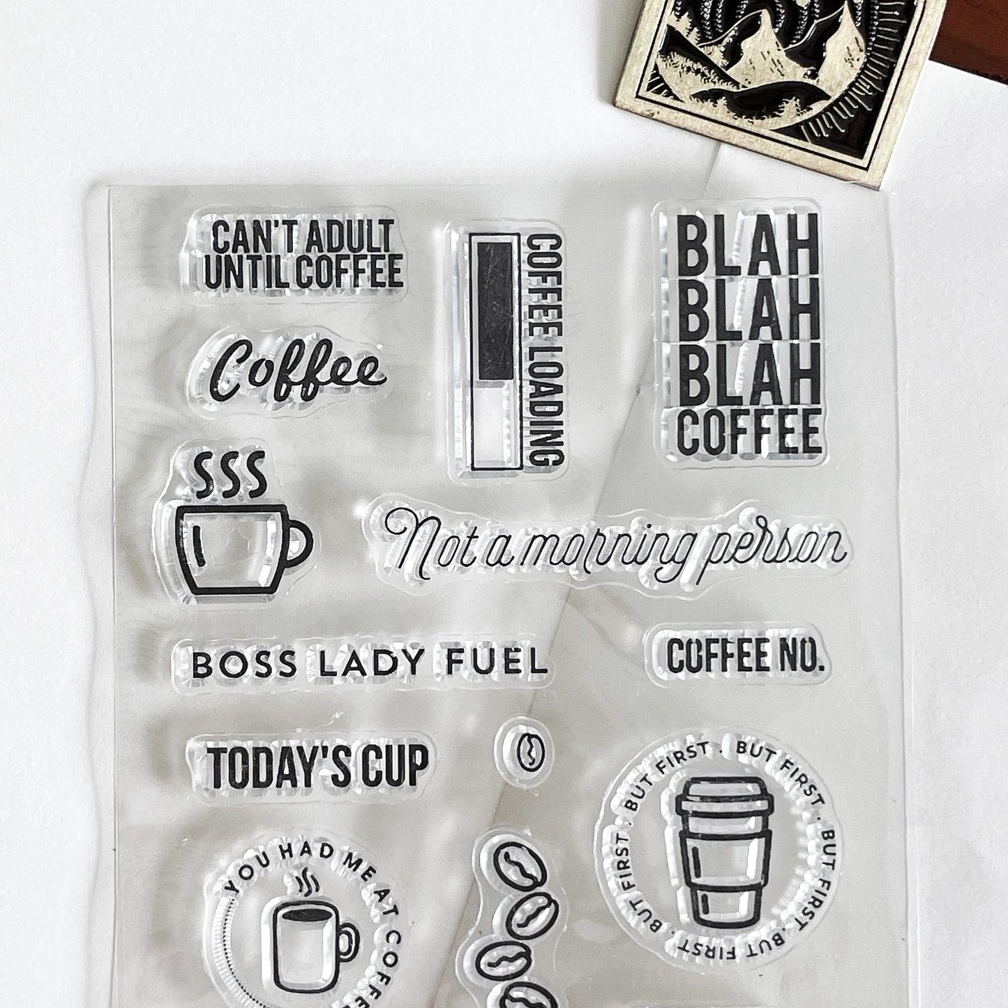 Coffee Lover Clear Stamp | Coffee Beans Cup Quote Transparent Rubber Stamps | Bullet Journal Planner Accessories Card Making