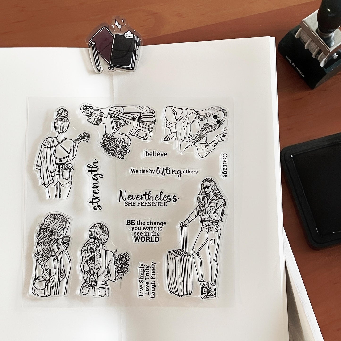 Independent Girl Clear Stamp | Travel Fashion Transparent Rubber Stamps | Bullet Journal Planner Accessories Craft Scrapbooking Supplies