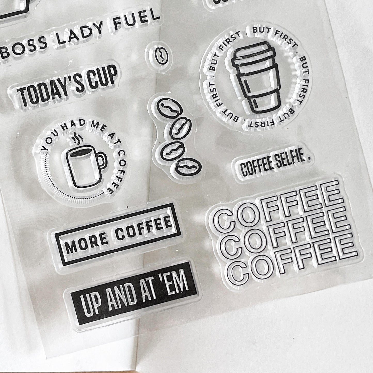 Coffee Lover Clear Stamp | Coffee Beans Cup Quote Transparent Rubber Stamps | Bullet Journal Planner Accessories Card Making