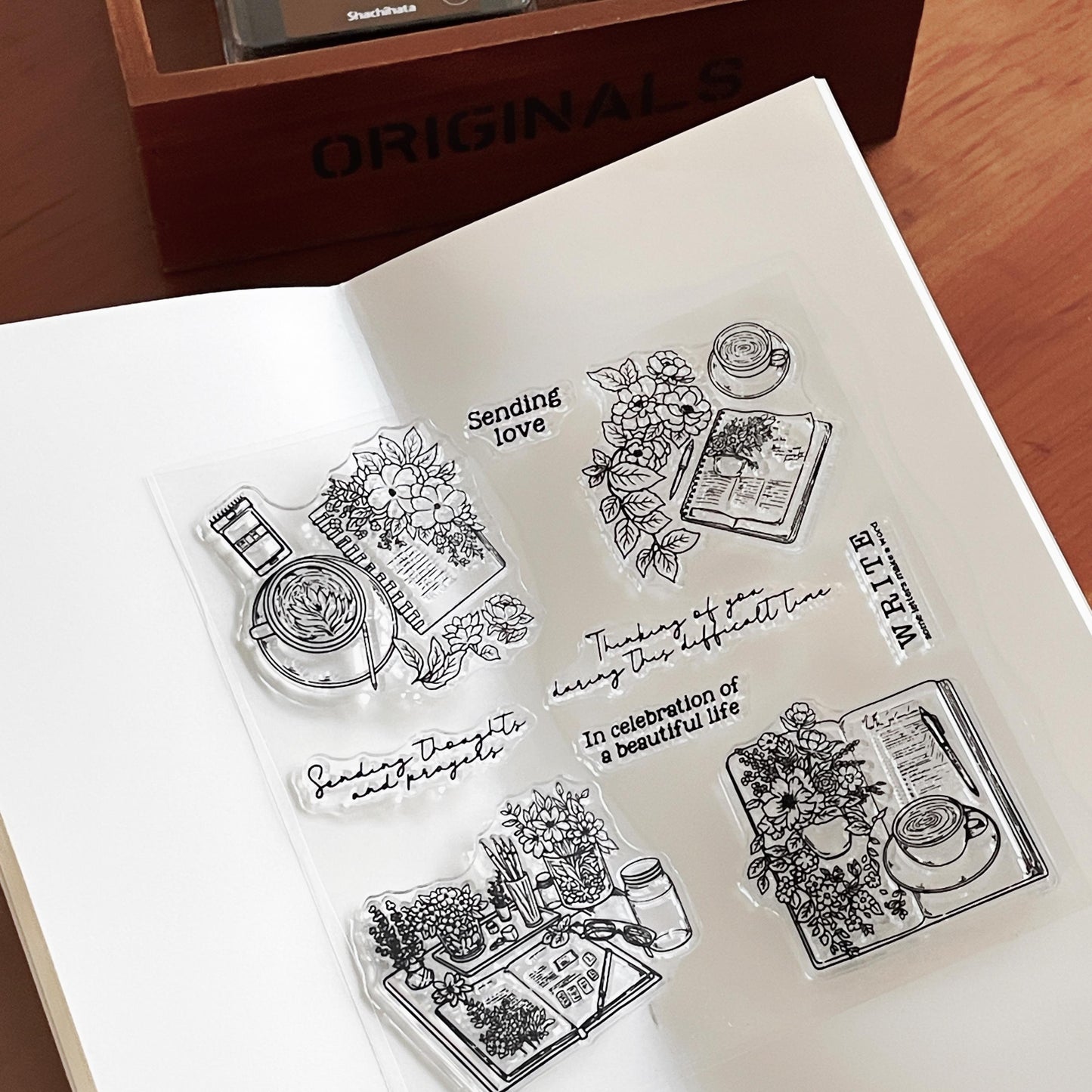 Journal Coffee Flower Clear Stamp | Planner Notebook Writing Reading Transparent Rubber Stamps | Bullet Journal Planner Accessories Supplies