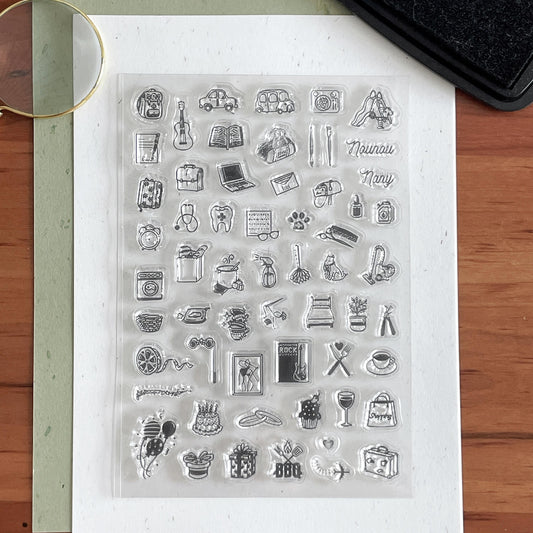 Cute Mini Icon Clear Stamp | School Work Housework Party Daily Plan Transparent Rubber Stamps | Bullet Journal Planner Accessories