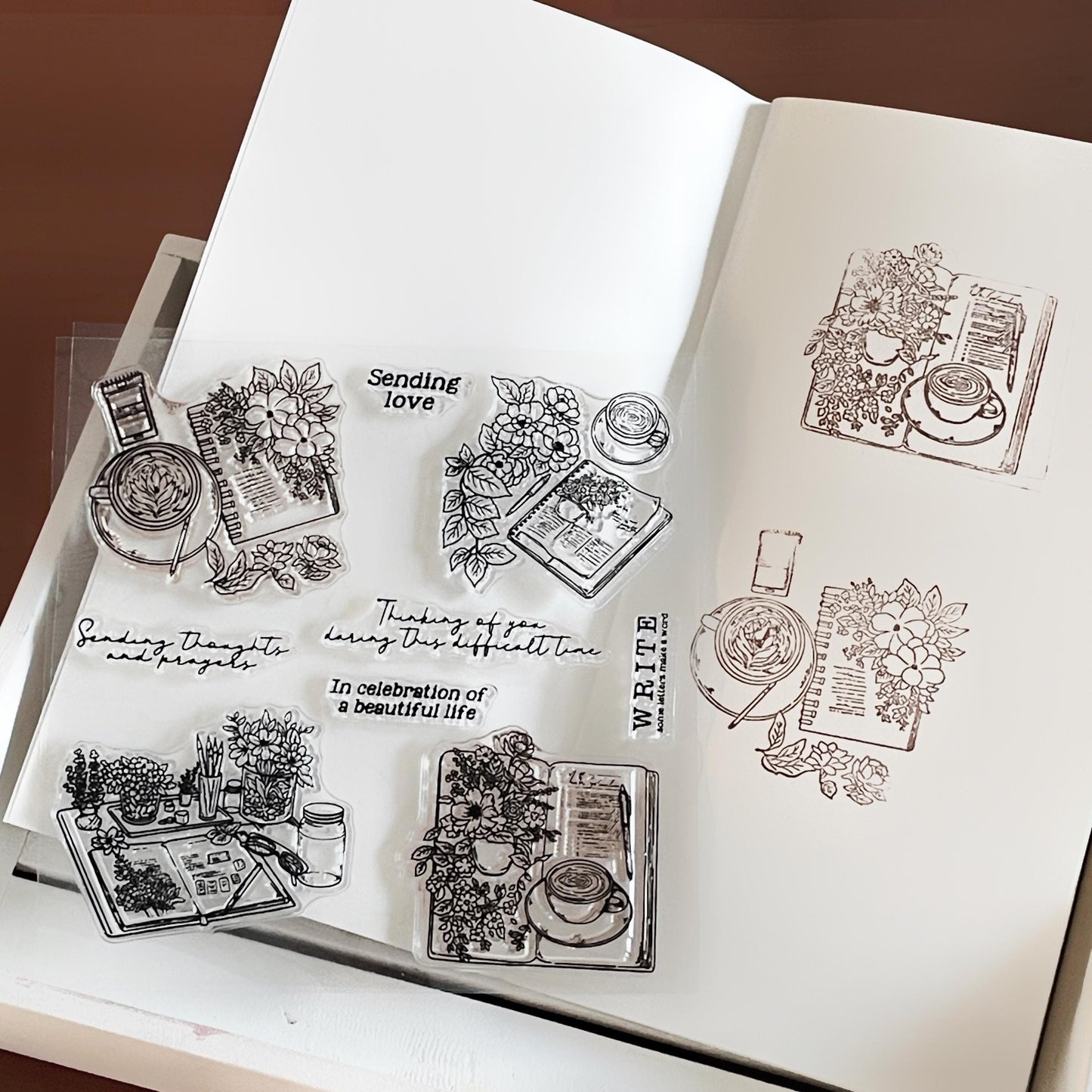 Journal Coffee Flower Clear Stamp | Planner Notebook Writing Reading Transparent Rubber Stamps | Bullet Journal Planner Accessories Supplies