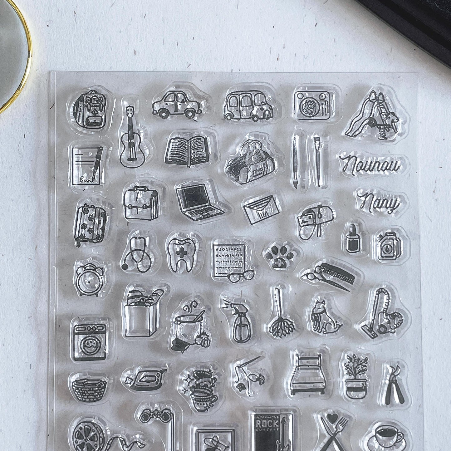Cute Mini Icon Clear Stamp | School Work Housework Party Daily Plan Transparent Rubber Stamps | Bullet Journal Planner Accessories