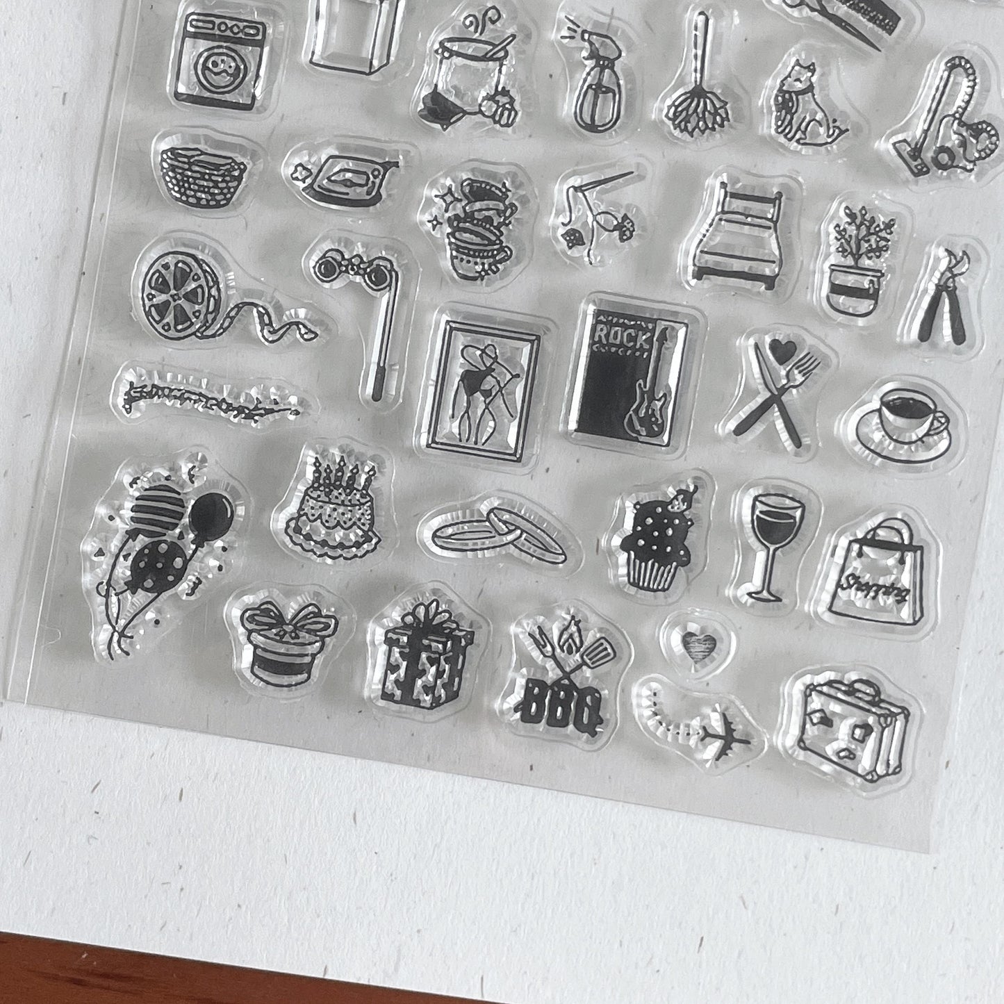 Cute Mini Icon Clear Stamp | School Work Housework Party Daily Plan Transparent Rubber Stamps | Bullet Journal Planner Accessories