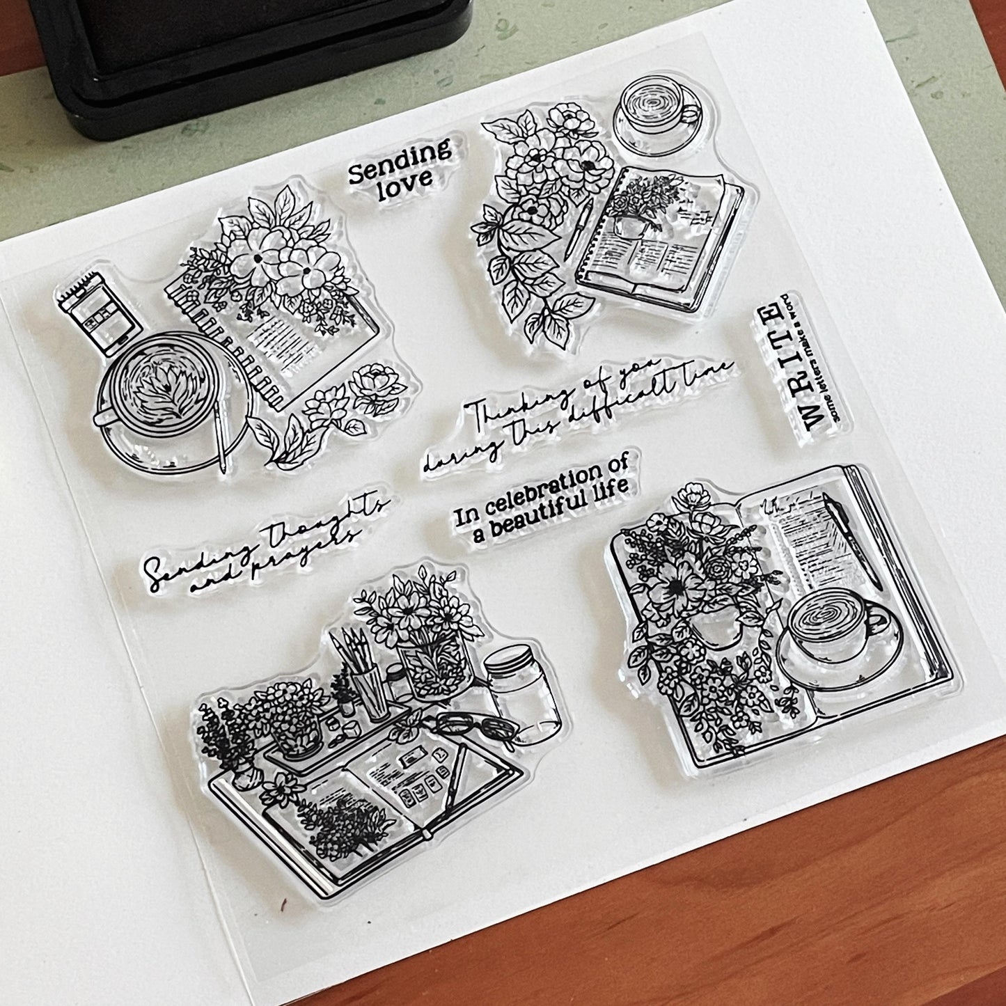 Journal Coffee Flower Clear Stamp | Planner Notebook Writing Reading Transparent Rubber Stamps | Bullet Journal Planner Accessories Supplies
