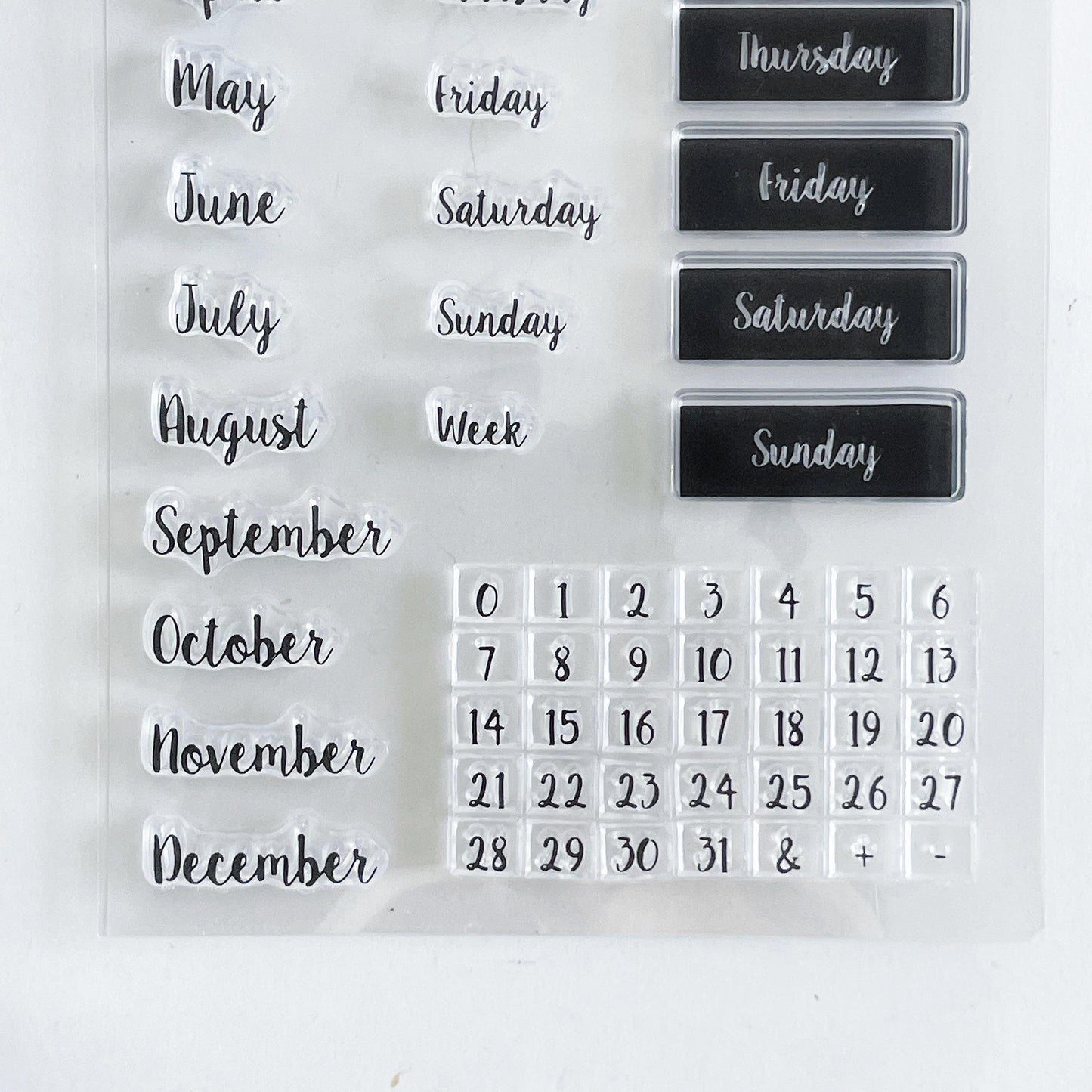 Month Week Date Calendar Clear Stamp | Daily Plan Transparent Rubber Stamps | Bullet Journal Planner Accessories Journaling Supplies
