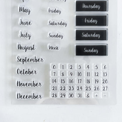 Month Week Date Calendar Clear Stamp | Daily Plan Transparent Rubber Stamps | Bullet Journal Planner Accessories Journaling Supplies