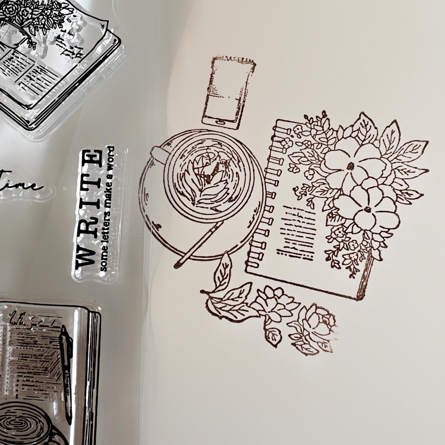 Journal Coffee Flower Clear Stamp | Planner Notebook Writing Reading Transparent Rubber Stamps | Bullet Journal Planner Accessories Supplies