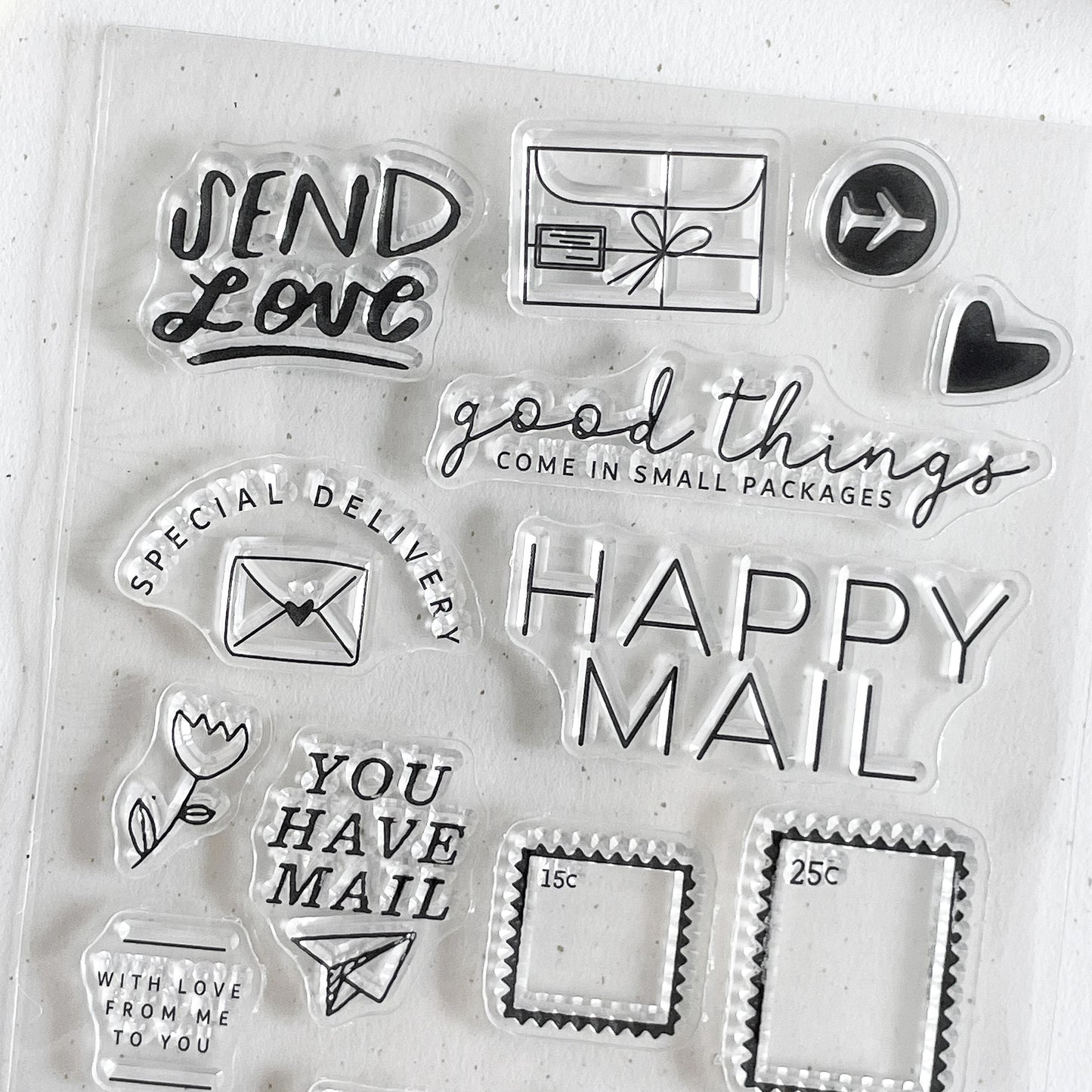Happy Mail Clear Stamp | Postal Stamp Postage Airmail Package Delivery Transparent Rubber Stamps | Planner Accessories Card Making