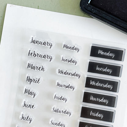 Month Week Date Calendar Clear Stamp | Daily Plan Transparent Rubber Stamps | Bullet Journal Planner Accessories Journaling Supplies