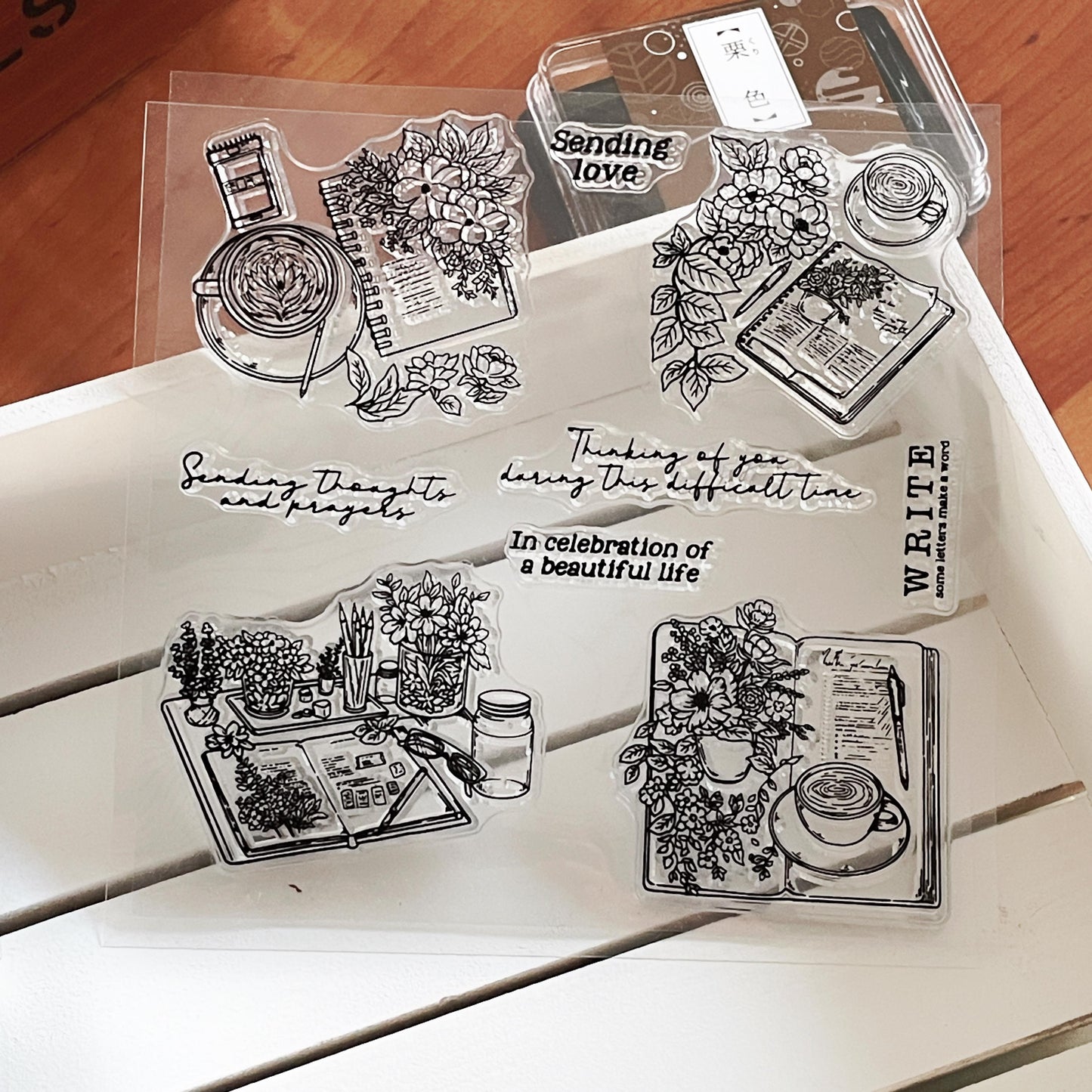 Journal Coffee Flower Clear Stamp | Planner Notebook Writing Reading Transparent Rubber Stamps | Bullet Journal Planner Accessories Supplies