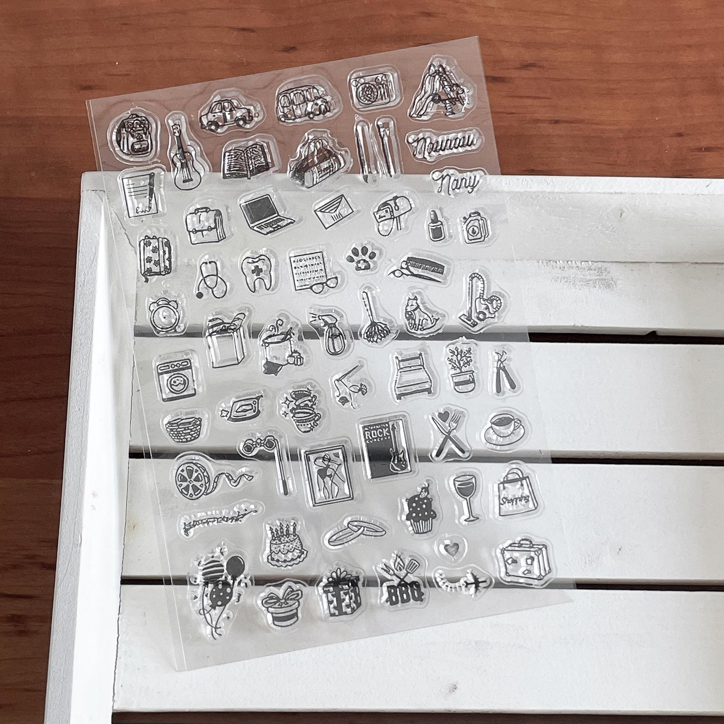 Cute Mini Icon Clear Stamp | School Work Housework Party Daily Plan Transparent Rubber Stamps | Bullet Journal Planner Accessories