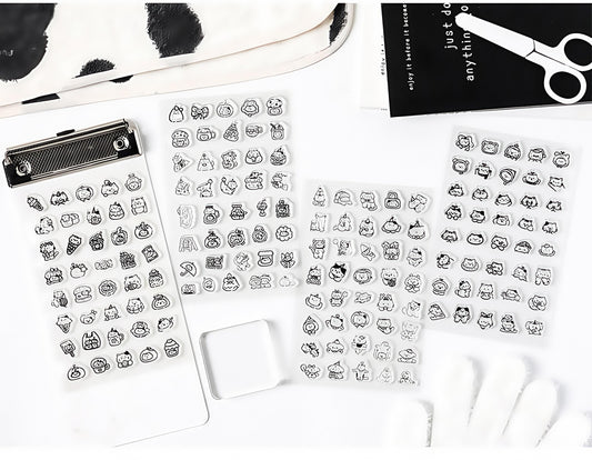Cute Kitten Cat Clear Stamp | Transparent Rubber Stamp Set | Planner Bullet Journal Collage Supply TN Accessories