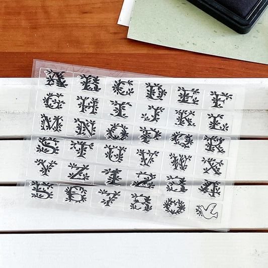 Floral Upper Case Letters Clear Stamp | Transparent Rubber Stamps | Bullet Journal Planner Accessories Supplies