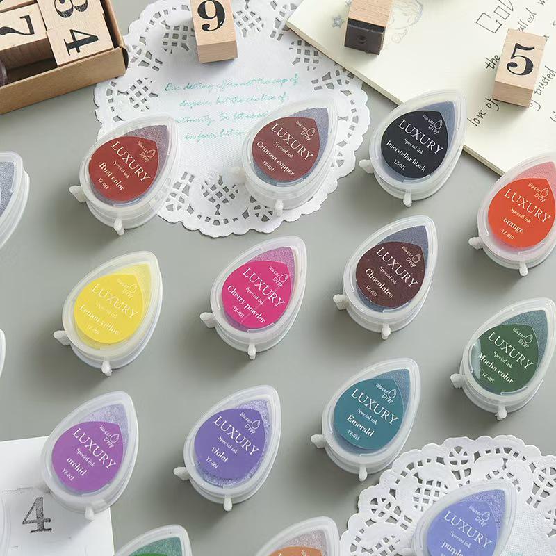 Tear Drop Shaped Ink Stamp Pad | Small Finger Retro Ink Pads | Stamp Seal Stamping Ink Pad | DIY Rubber Stamping Ink Pads | Colorful Ink Pad