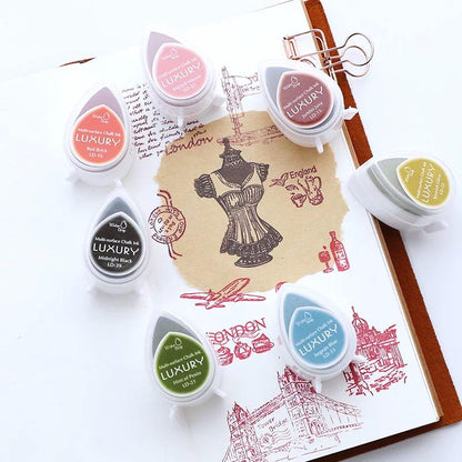 Tear Drop Shaped Ink Stamp Pad | Small Finger Retro Ink Pads | Stamp Seal Stamping Ink Pad | DIY Rubber Stamping Ink Pads | Colorful Ink Pad