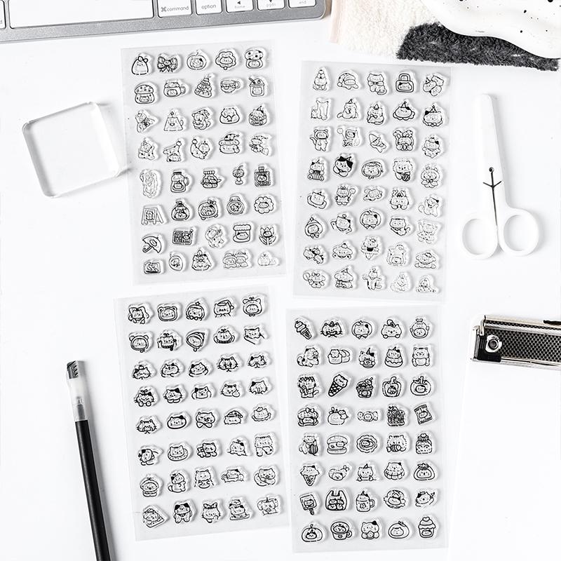 Cute Kitten Cat Clear Stamp | Transparent Rubber Stamp Set | Planner Bullet Journal Collage Supply TN Accessories