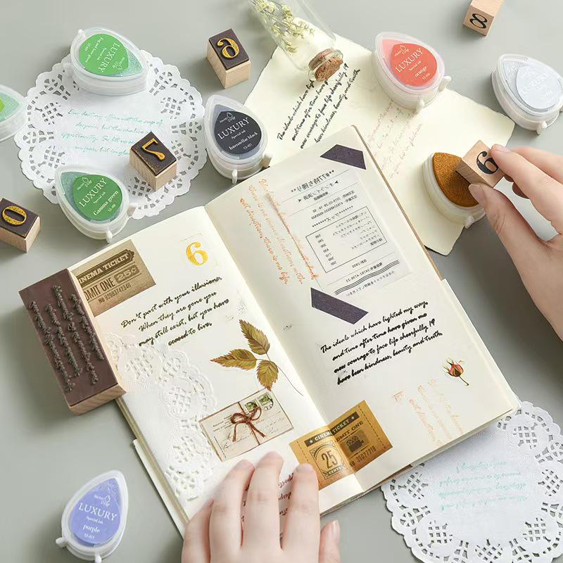 Tear Drop Shaped Ink Stamp Pad | Small Finger Retro Ink Pads | Stamp Seal Stamping Ink Pad | DIY Rubber Stamping Ink Pads | Colorful Ink Pad
