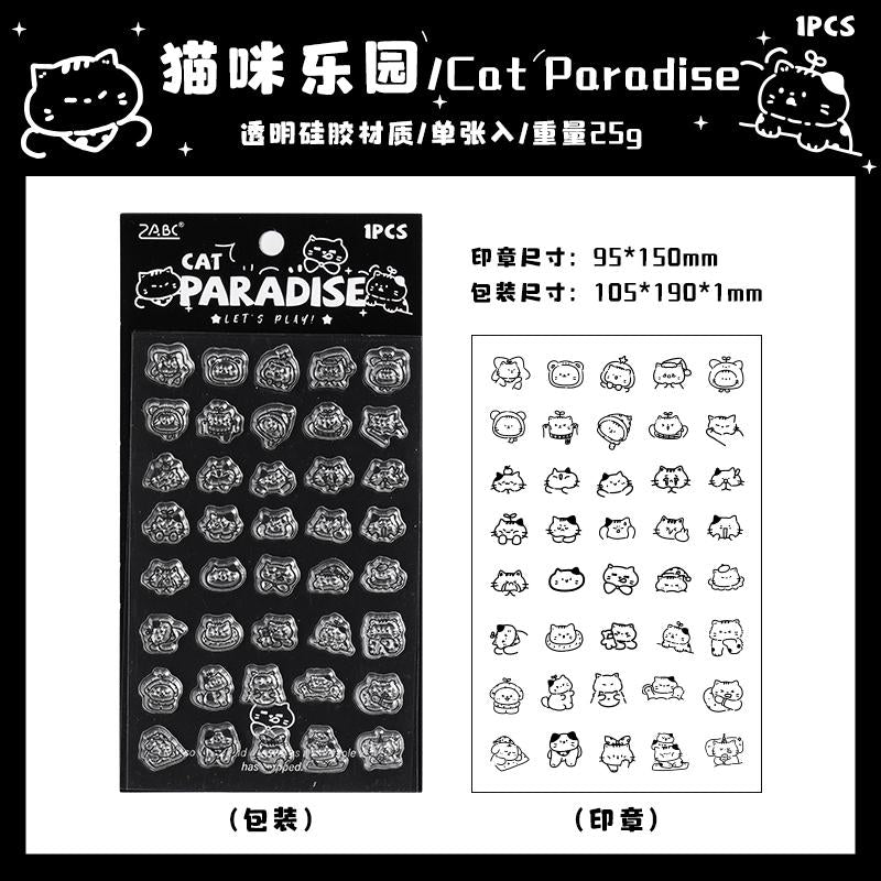 Cute Kitten Cat Clear Stamp | Transparent Rubber Stamp Set | Planner Bullet Journal Collage Supply TN Accessories