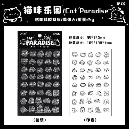 Cute Kitten Cat Clear Stamp | Transparent Rubber Stamp Set | Planner Bullet Journal Collage Supply TN Accessories