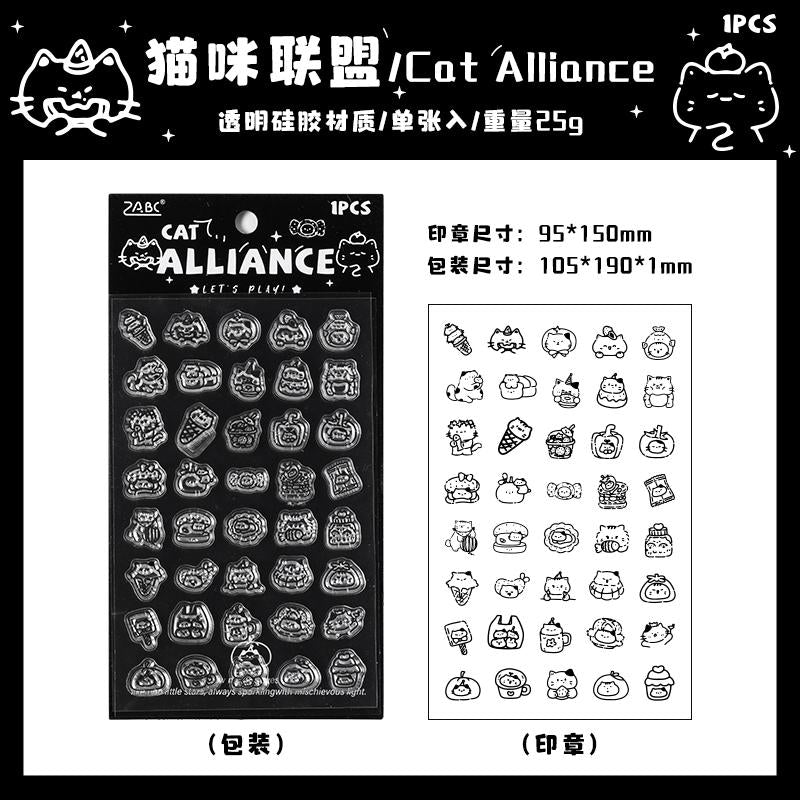 Cute Kitten Cat Clear Stamp | Transparent Rubber Stamp Set | Planner Bullet Journal Collage Supply TN Accessories