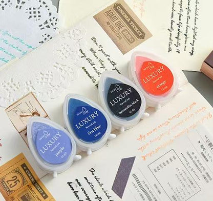 Tear Drop Shaped Ink Stamp Pad | Small Finger Retro Ink Pads | Stamp Seal Stamping Ink Pad | DIY Rubber Stamping Ink Pads | Colorful Ink Pad