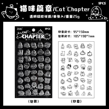 Cute Kitten Cat Clear Stamp | Transparent Rubber Stamp Set | Planner Bullet Journal Collage Supply TN Accessories