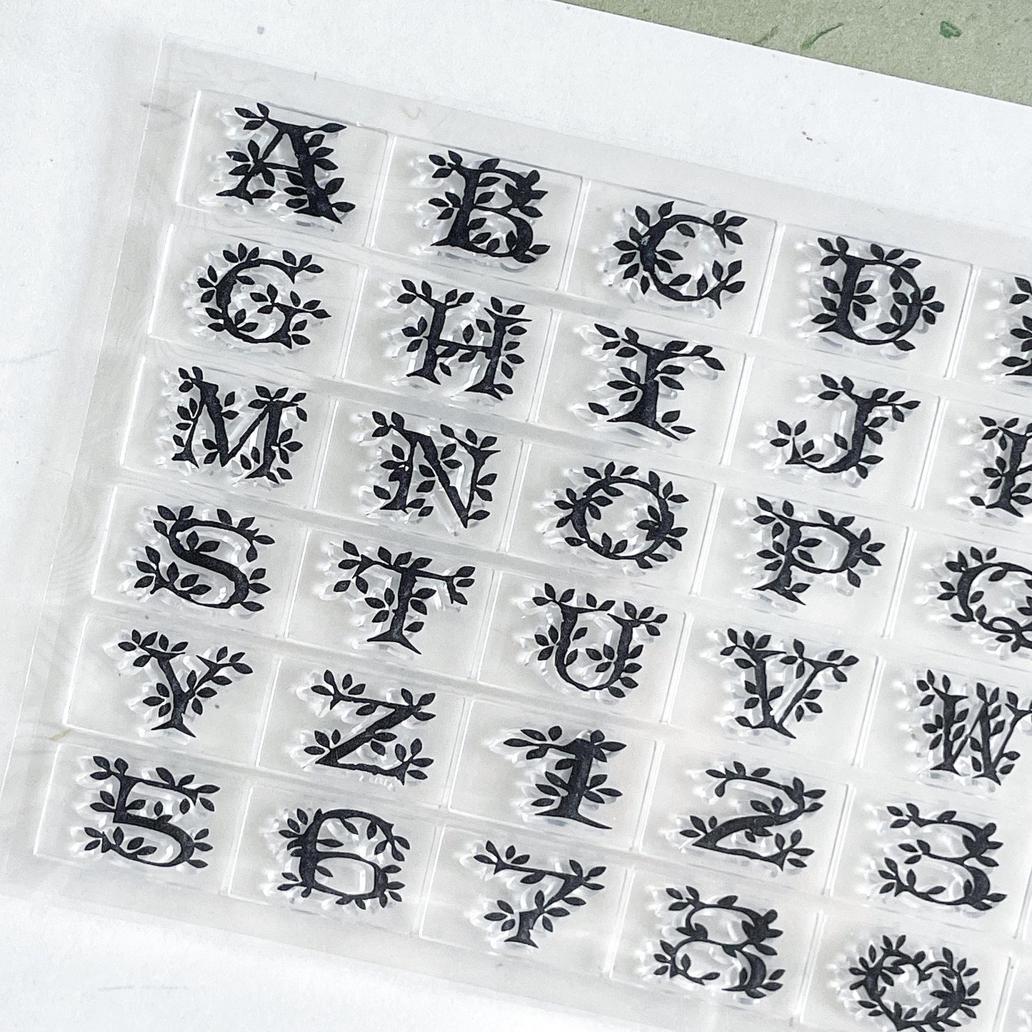 Floral Upper Case Letters Clear Stamp | Transparent Rubber Stamps | Bullet Journal Planner Accessories Supplies