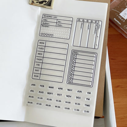 Reading List Meal Plan Weekly Plan Checklist Clear Stamp | Month Time Transparent Rubber Stamps | Bullet Journal Planner Accessories