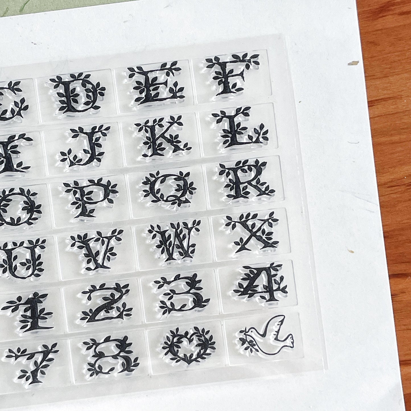 Floral Upper Case Letters Clear Stamp | Transparent Rubber Stamps | Bullet Journal Planner Accessories Supplies