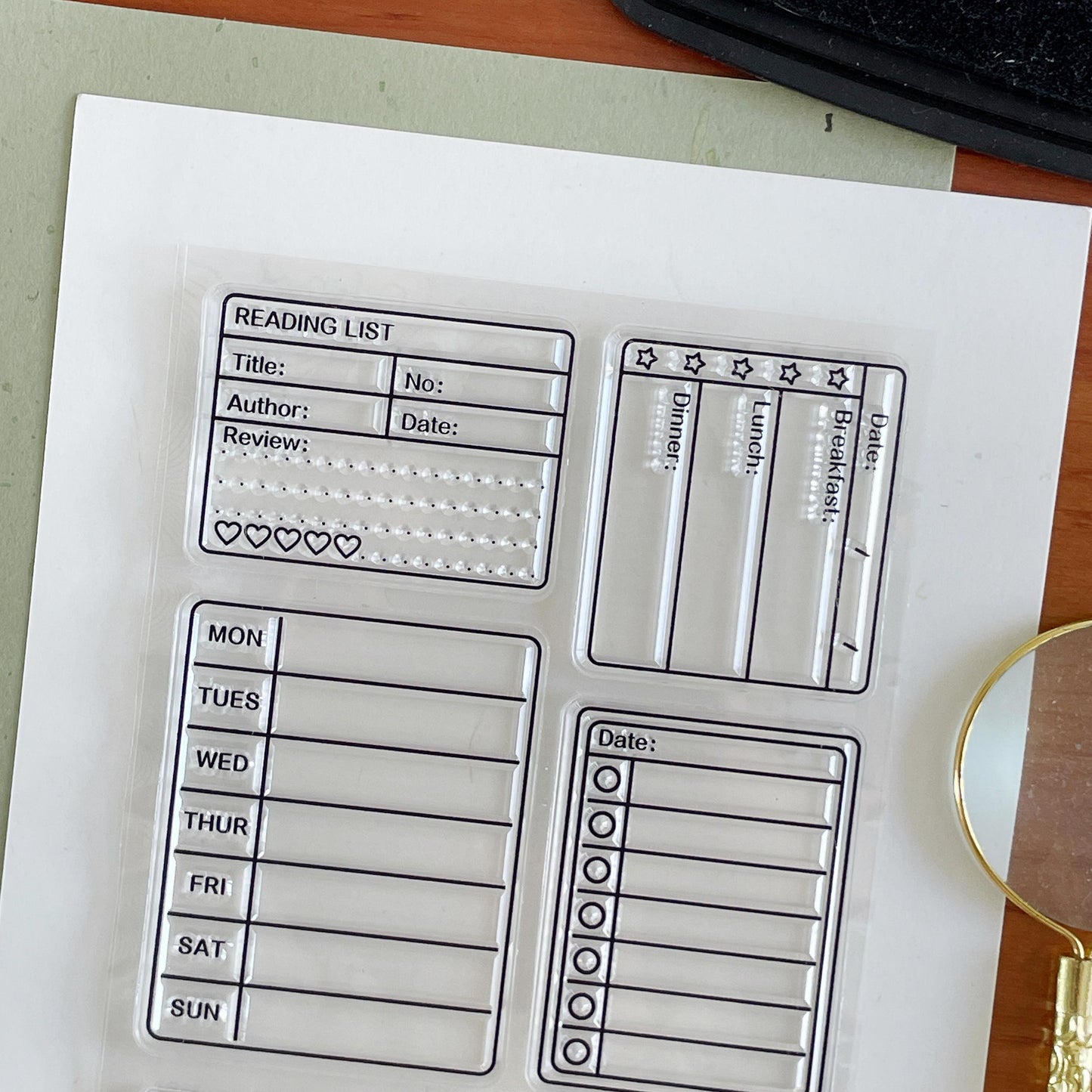 Reading List Meal Plan Weekly Plan Checklist Clear Stamp | Month Time Transparent Rubber Stamps | Bullet Journal Planner Accessories