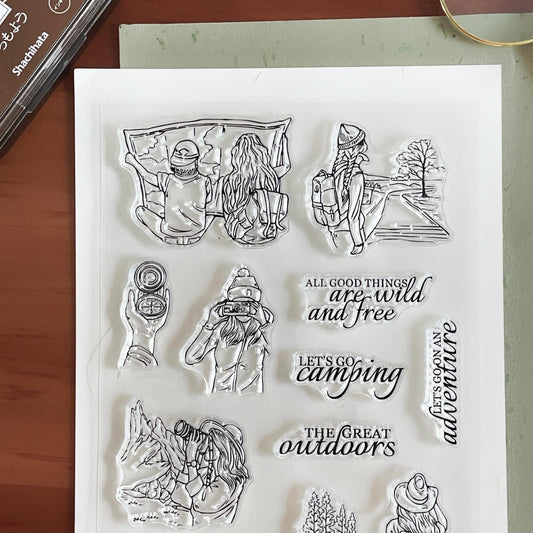 Outdoors Camp Clear Stamp | Travel Lover Transparent Rubber Stamps | Bullet Journal Planner Accessories Craft Scrapbooking Supplies