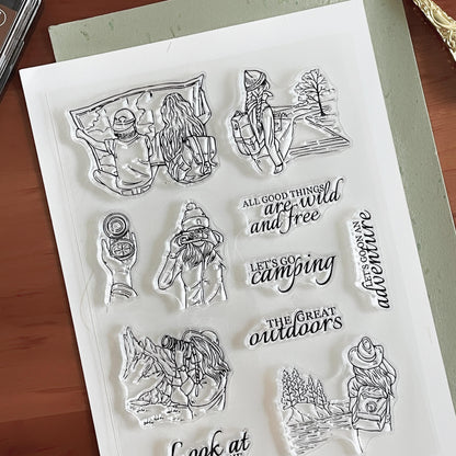 Outdoors Camp Clear Stamp | Travel Lover Transparent Rubber Stamps | Bullet Journal Planner Accessories Craft Scrapbooking Supplies