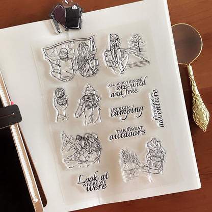 Outdoors Camp Clear Stamp | Travel Lover Transparent Rubber Stamps | Bullet Journal Planner Accessories Craft Scrapbooking Supplies
