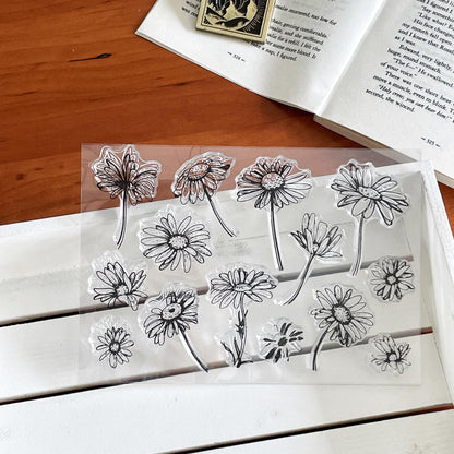 Daisy Flower Clear Silicone Stamp | Flora Bloom Transparent Rubber Stamps | Bullet Journal Planner Accessories Supplies Card Making