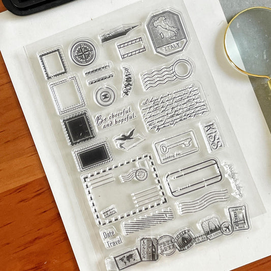 Travel Postmark Stamp Journal Clear Stamp | Planner Notebook Transparent Rubber Stamps | Bullet Journal Planner Accessories Supplies