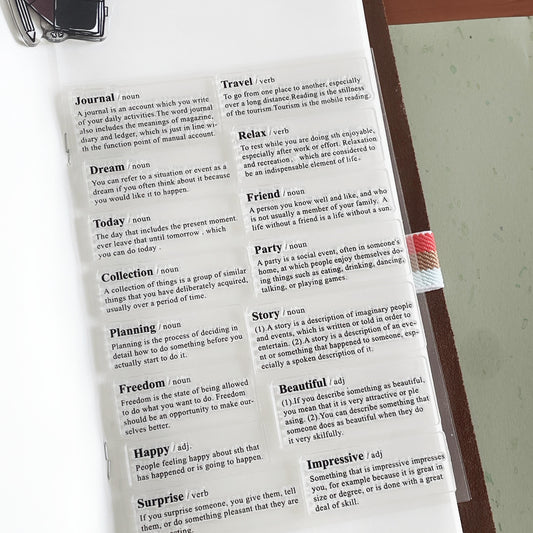 English Word Interpretations Journal Clear Stamp | Planner Notebook Transparent Rubber Stamps | Bullet Journal Planner Accessories Supplies