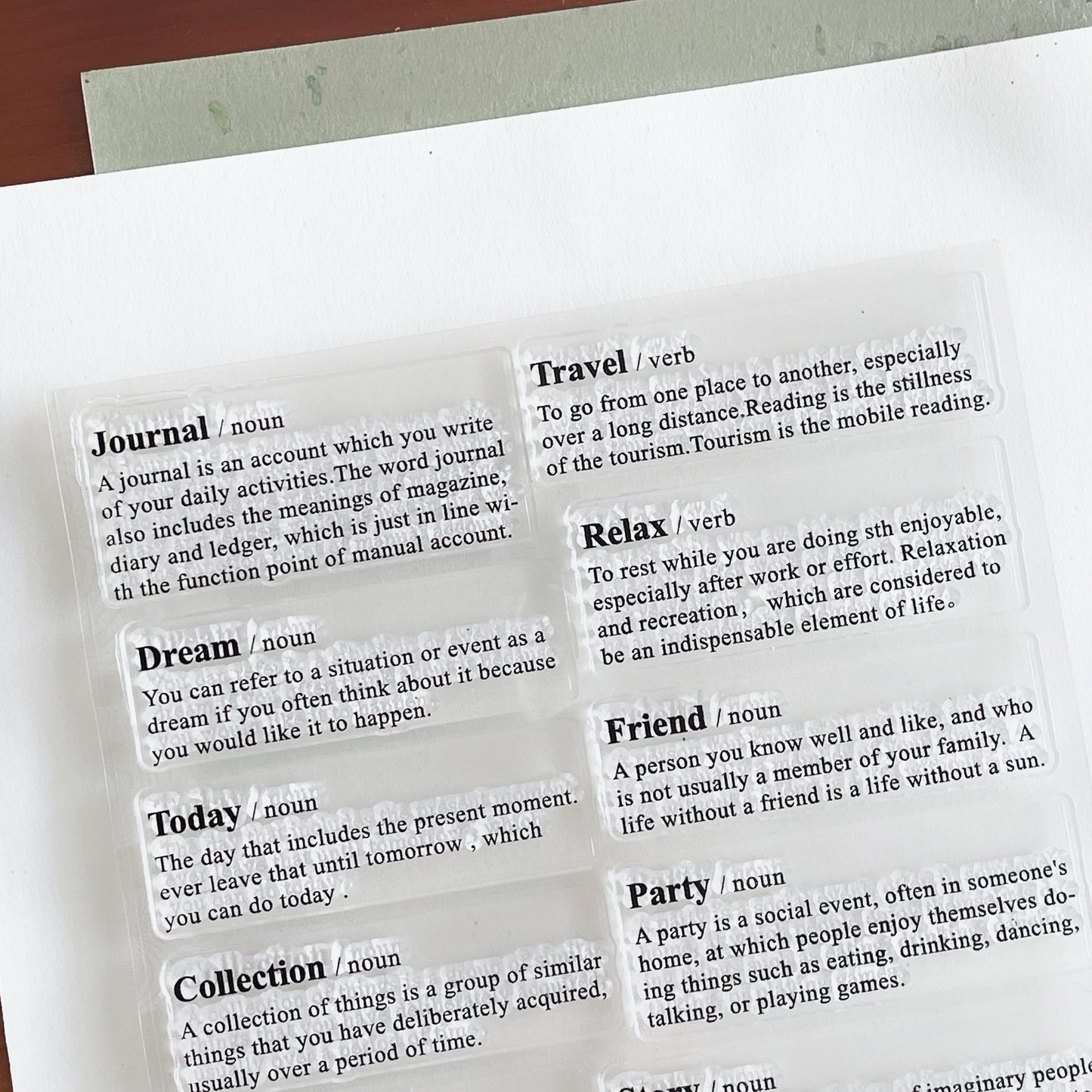 English Word Interpretations Journal Clear Stamp | Planner Notebook Transparent Rubber Stamps | Bullet Journal Planner Accessories Supplies