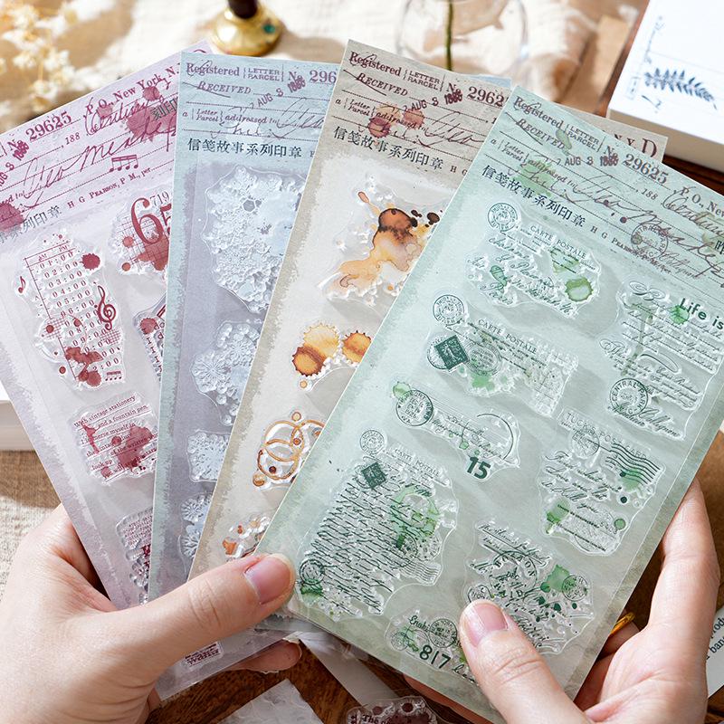 Retro Silicone Clear Stamp | Snow Flakes Coffee Stains Transparent Rubber Stamps | Bullet Journal Planner Accessories Card Making