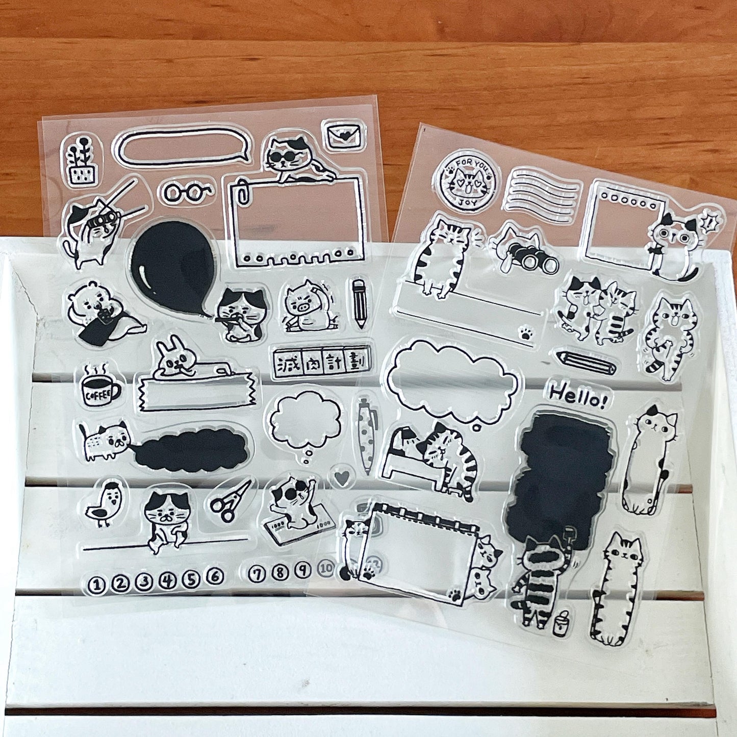 Cute Kitten Cat Clear Stamp | Daily Plan Memo Transparent Rubber Stamp Set | Planner Bullet Journal Journaling Supply TN Accessories